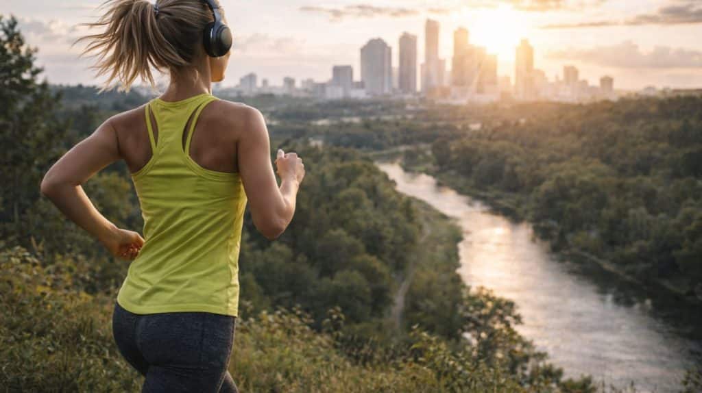 en person som er ude og løbe for aerob træning