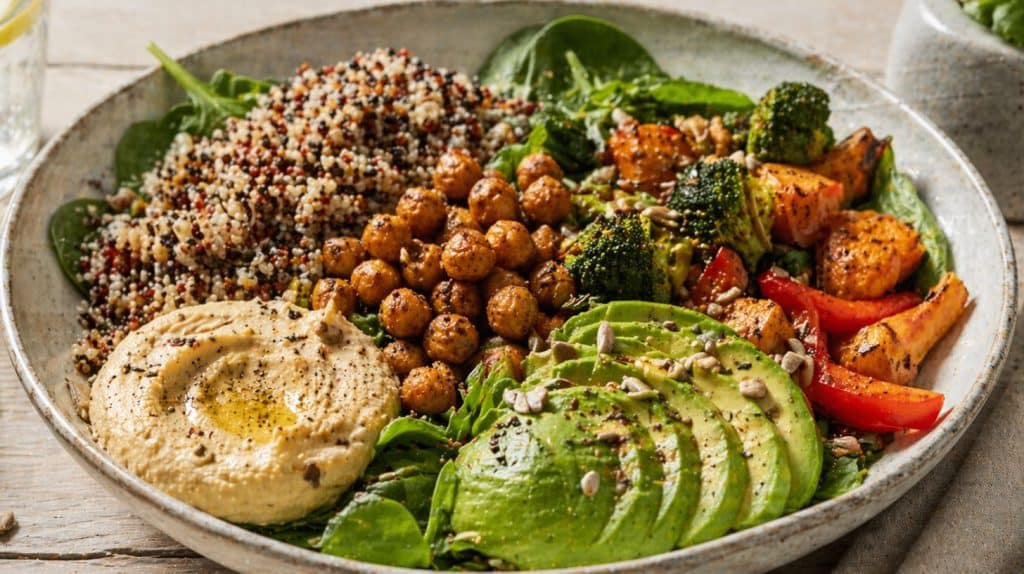 sund salat med quinoa og grøntsager